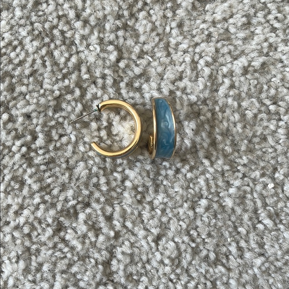 Gold and Blue Hoop Earrings